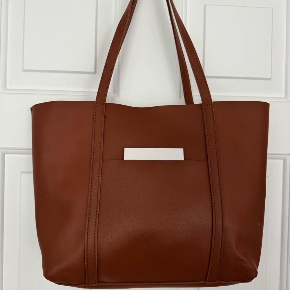 Henny + Lev Cognac Leather Tote Bag